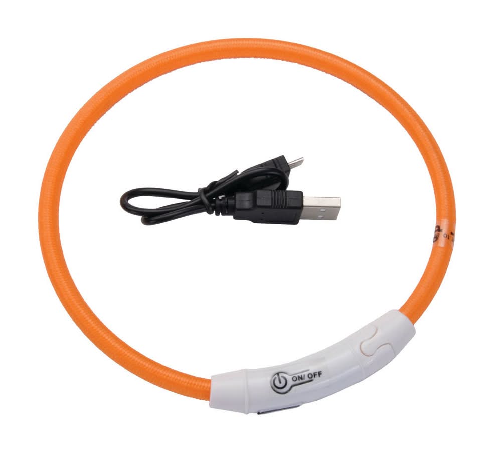 Coastal Usb Light Up Dog Neck Ring, 24", Orange