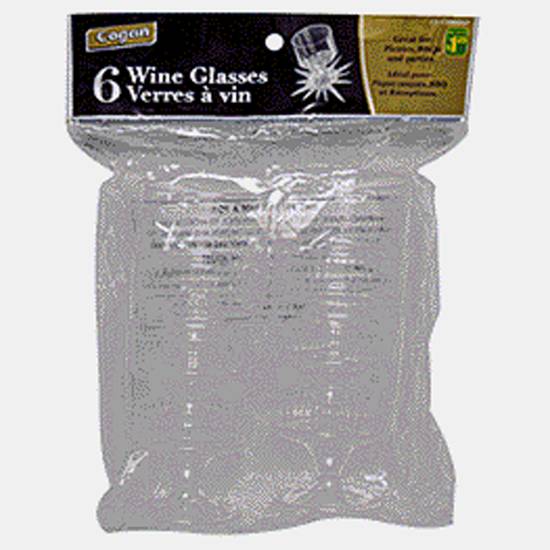 Cogan Plastic Wine Glasses, 6 Pack (sac/bag)