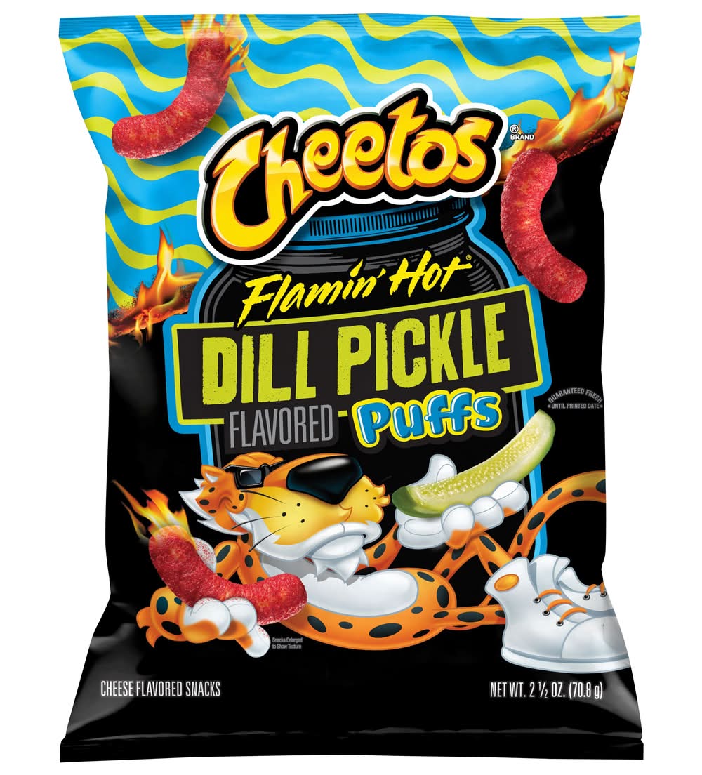 Cheetos Flavored Cheese Puffs Snacks, Flamin' Hot Dill Pickle (2.5 oz)