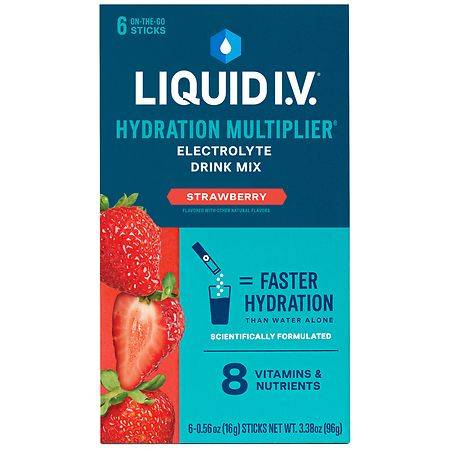 Liquid I.V. Hydration Multiplier Electrolyte Drink Mix, Strawberry (0.56 oz, 6 ct)