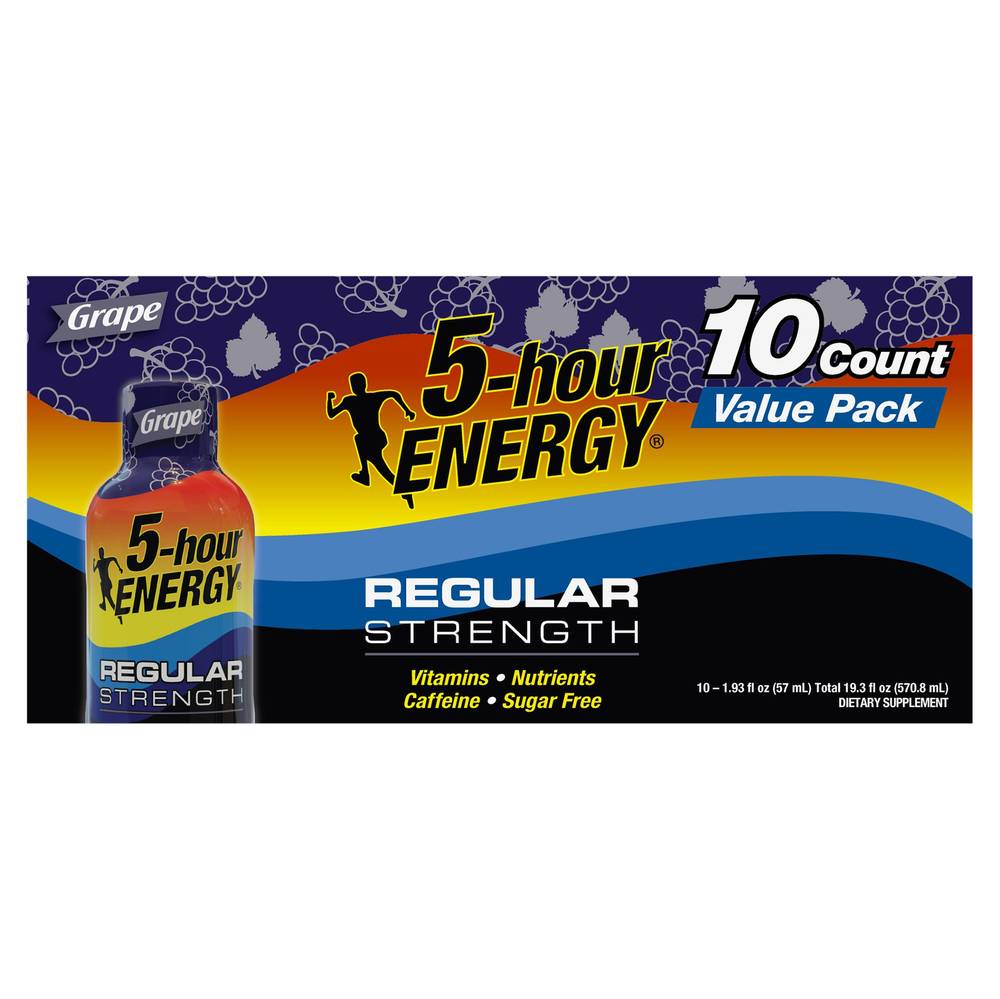 5-Hour Energy Grape Regular Strength (10 pack, 1.93 fl oz)