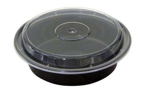 Pactiv Newspring- NC723B - 7", 24 oz Microwavable Black Round Versatainer with Lid - 150 ct (1X150|1 Unit per Case)