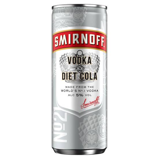 Smirnoff & Diet Cola Vodka Ready to Drink Premix Can 250ml