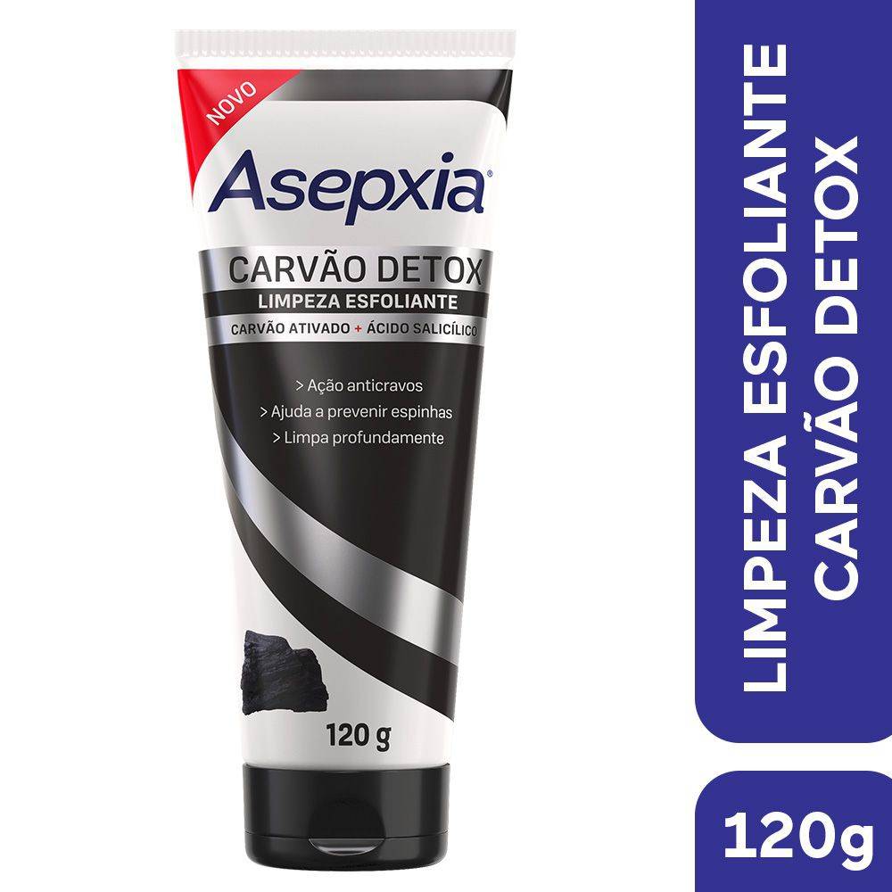 Asepxia limpeza esfoliante carvão detox (120g)