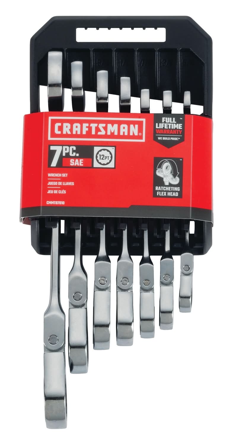 Craftsman Sae Reversible Ratcheting Flex Head Combination Wrench Set 7 Pc