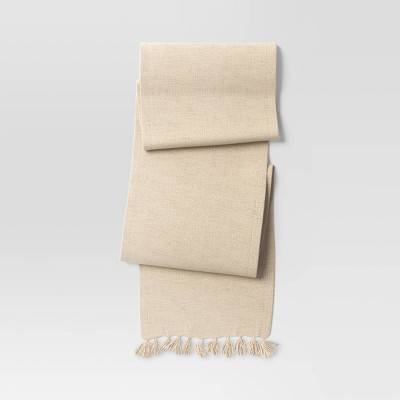 108"x14" Cotton Textured Table Runner Khaki - Threshold™