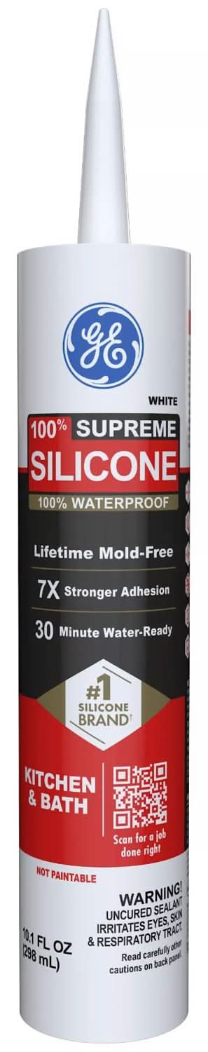 Ge Supreme White Supreme Silicone Kitchen And Bath Caulk Sealant 10.1 Oz