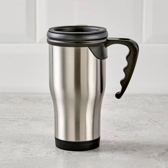 Morrisons Stainless Steel Travel Mug With Handle (silver)
