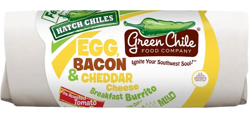 Green Chile Egg Bacon & Cheddar Cheese Breakfast Mild Burrito