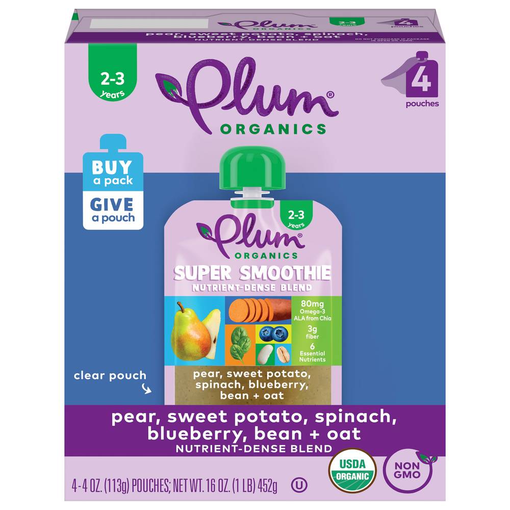 Plum Organics Super Smoothie Nutrient-Dense Blend Pouch (1 lbs)