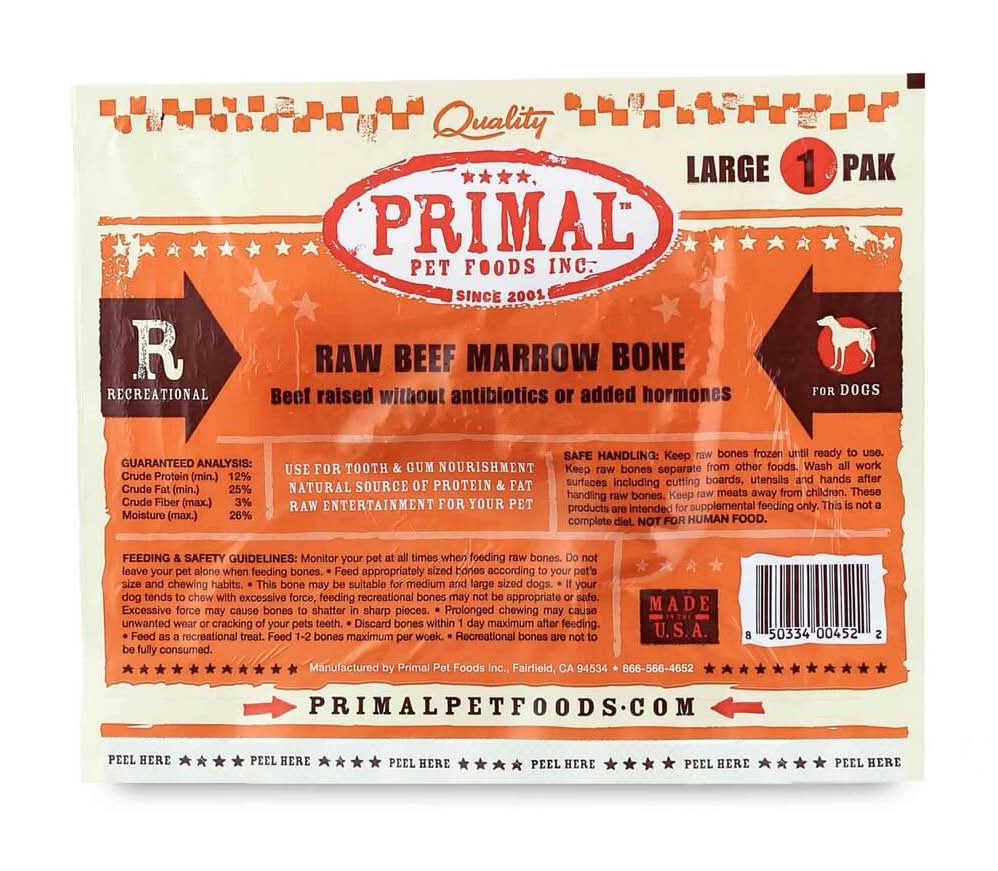 Primal Raw Beef Marrow Dog Bone, Large