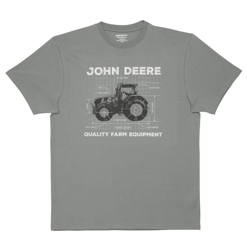 John Deere Men's Gray Medium weight Knit Short sleeve Graphic T-shirt ( 3XL )