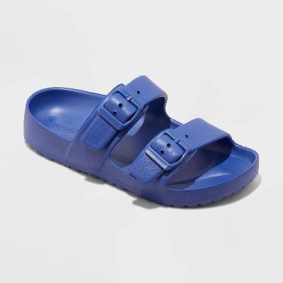Kids' Noa Blown EVA Footbed Sandals - Cat & Jack™ Noa Blue 2: Slip-On, Contoured Footbed, Double Straps, Open Toe