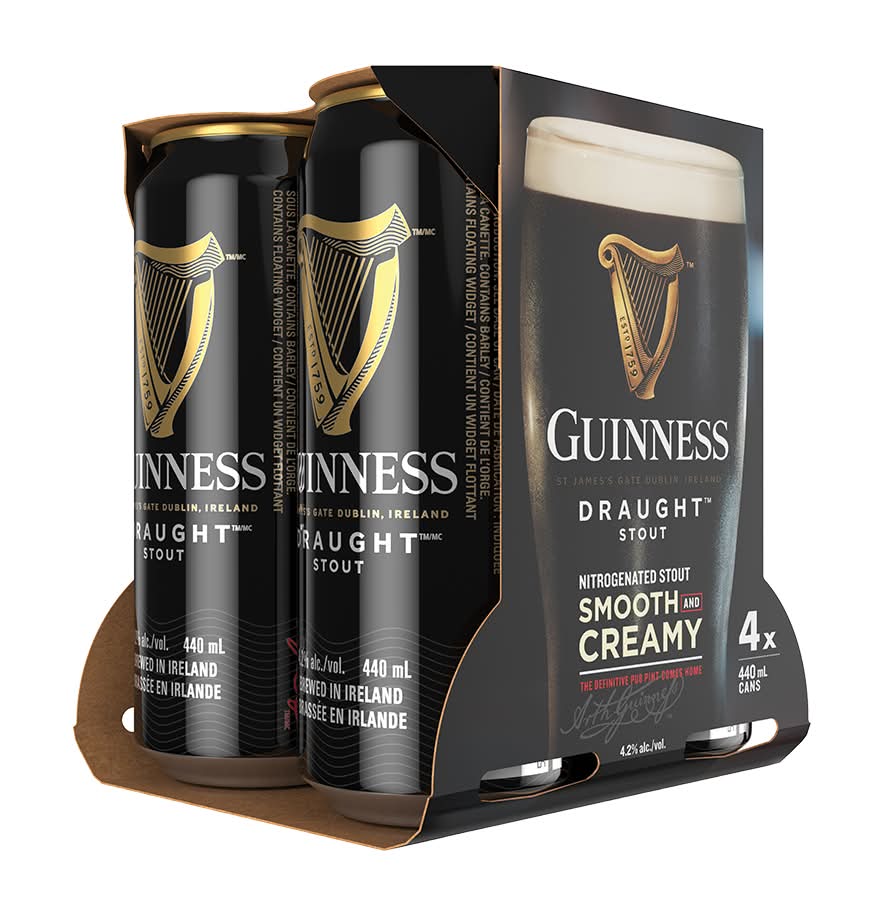 Guinness Smooth & Creamy Draught Stout Beer (4 x 440 ml)