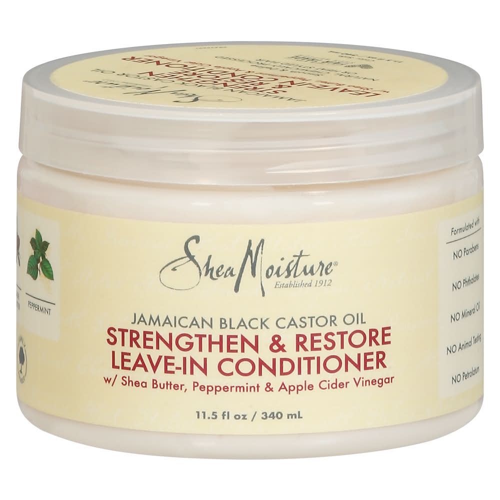 SheaMoisture Jamaican Black Castor Oil Leave-In Conditioner, Shea Butter Peppermint & Apple Cider Vinegar (11.5 fl oz)