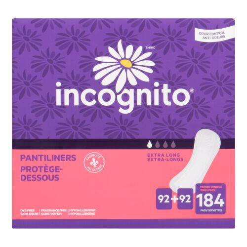 Incognito Extra long hypoallergenic pantiliners with odour control