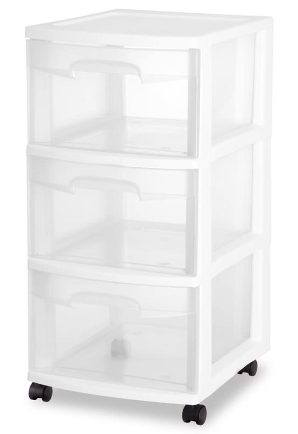 Sterilite 5.4 Cu Ft Clear/White Drawer Organizer 25-5/8 In. H X 12-5/8 In. W X 14-1/2 In. D Stackabl