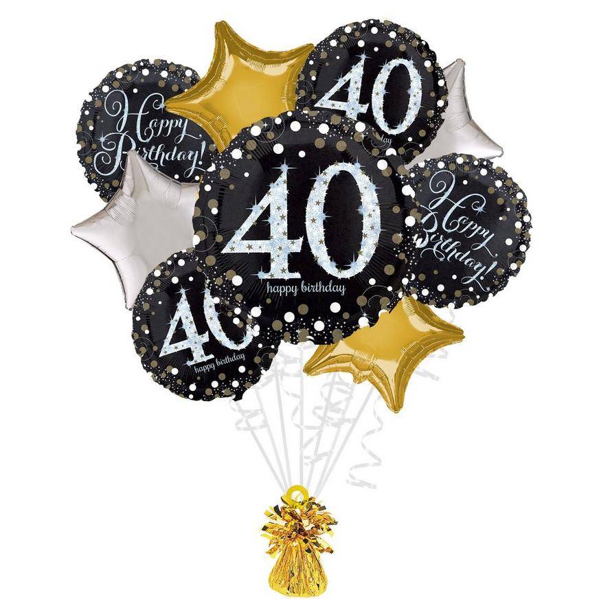 Party City Uninflated Sparkling Celebration 40th Birthday Foil Balloon Bouquet (assorted)