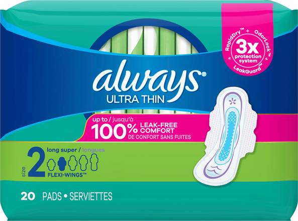 Always Ultra Thin Long Super Flexi-Wings Pads Size 2 (20 ct)