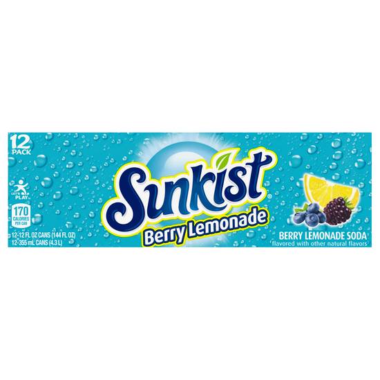 Sunkist Berry Lemonade Soda (12 floz, 12 ct)
