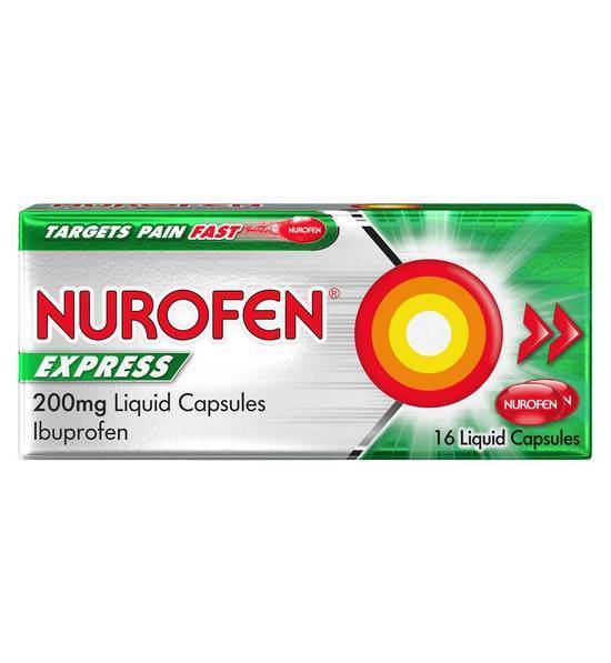 Nurofen Express 200mg Liquid Capsules Ibuprofen - 16 Capsules