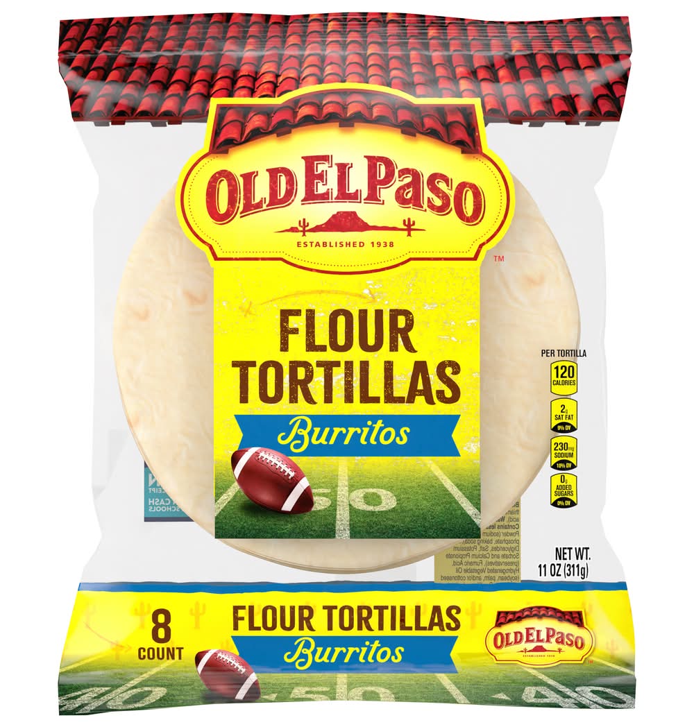 Old El Paso Flour Tortillas For Burritos (11 oz, 8 ct)