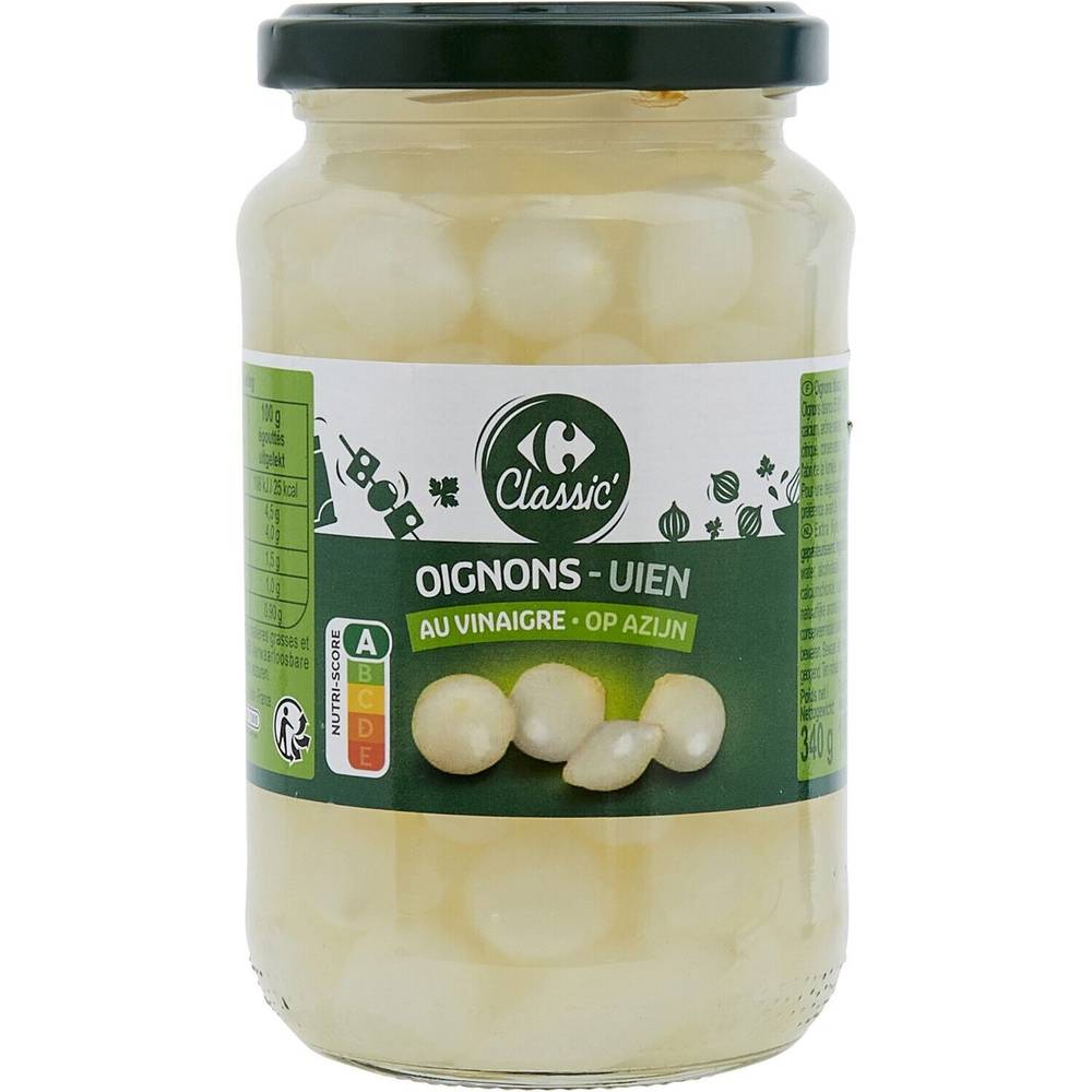 Oignons au vinaigre CARREFOUR CLASSIC' - le bocal de 190g net égoutté