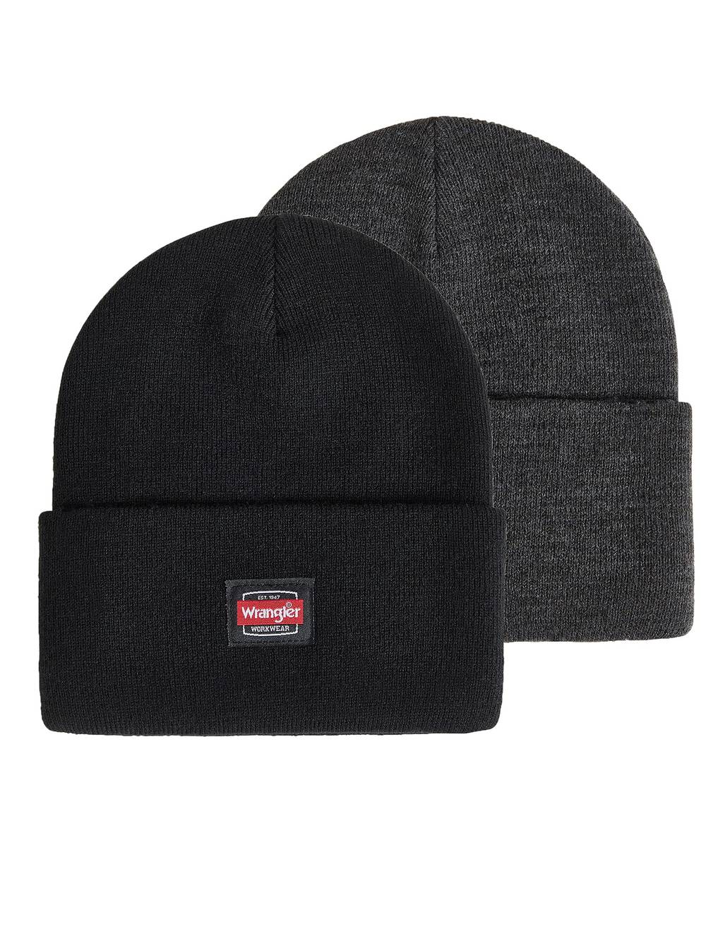 Wrangler Men's Charcoal Heather Polyester Knit Hat (2 ct)