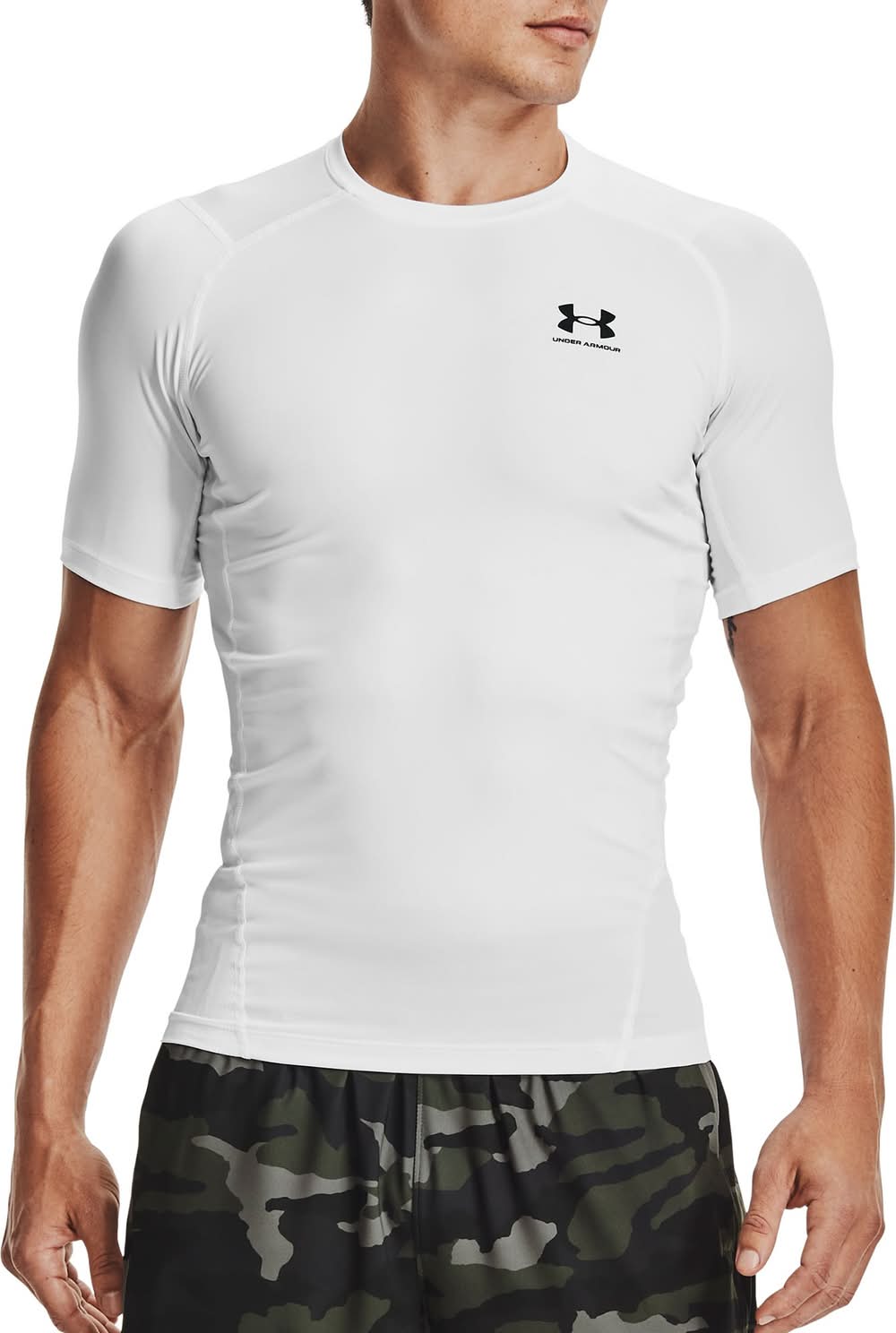 Under Armour Men's HeatGear Compression T-Shirt (White/Black, S)