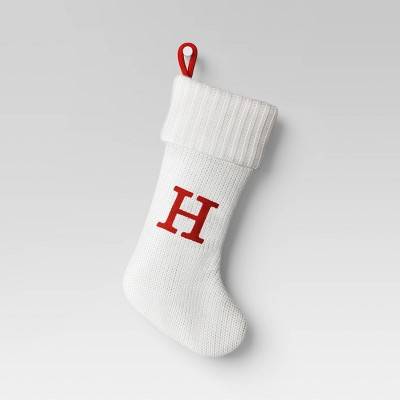 Knit Monogram Christmas Stocking White H - Wondershop™: Festive, 20" with Hanging Loop