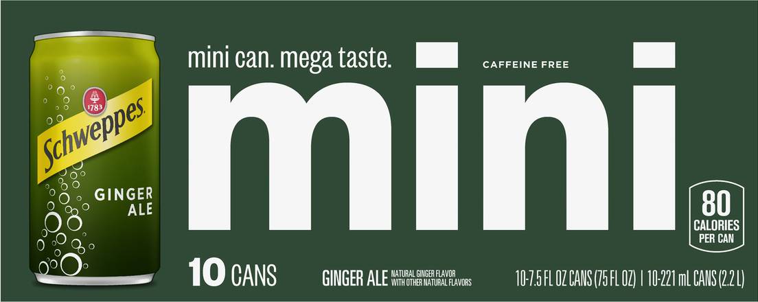 Schweppes Ginger Ale Soda (10 ct, 7.5 fl oz)