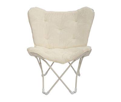 Real Living Cream Faux Fur Folding Butterfly Chair, White