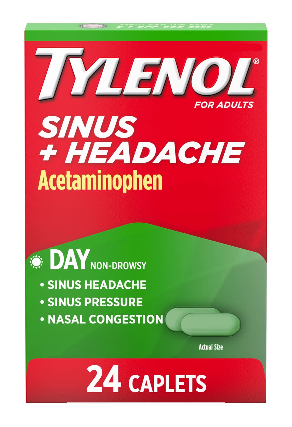 Tylenol Sinus Headache Acetaminophen Day Non Drowsy Caplets 325 mg (24 ct)