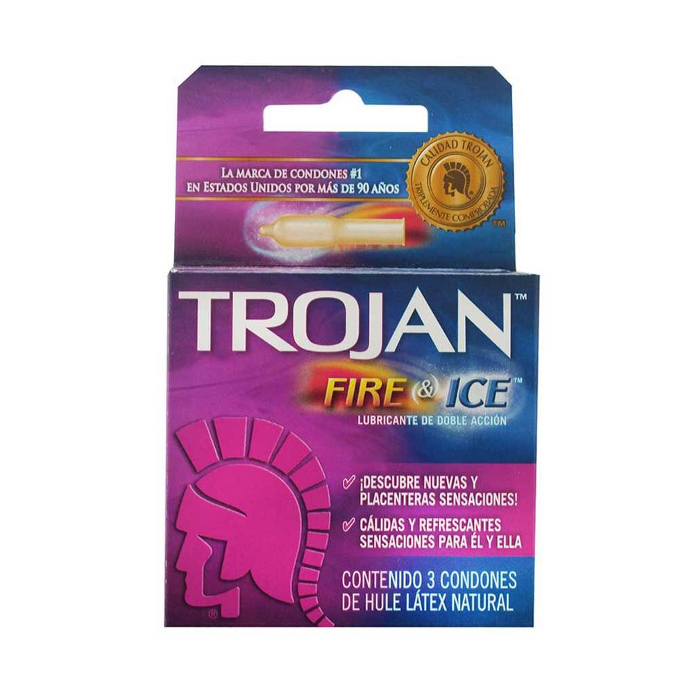 Trojan · Condones fire & ice (3 un)