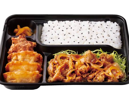 スタミナ豚ロースかぶり焼肉弁当～黒胡椒醤油だれ～ Stamina fatty pork loin grilled meat lunch box ～black pepper soy sauce～