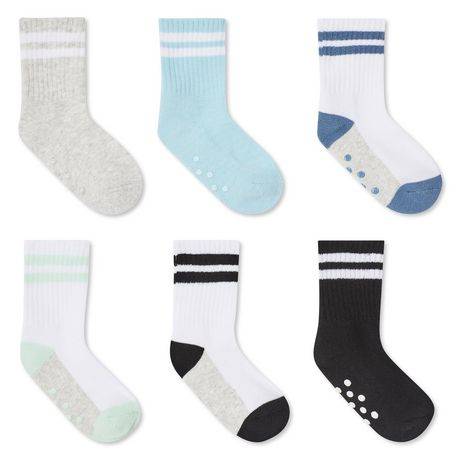 George Baby Boy's Crew Socks With Grippers (6 ct)