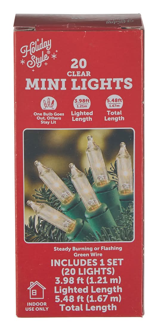 Holiday Style Clear Mini Lights, 5.48 ft, Green-White (20 ct)