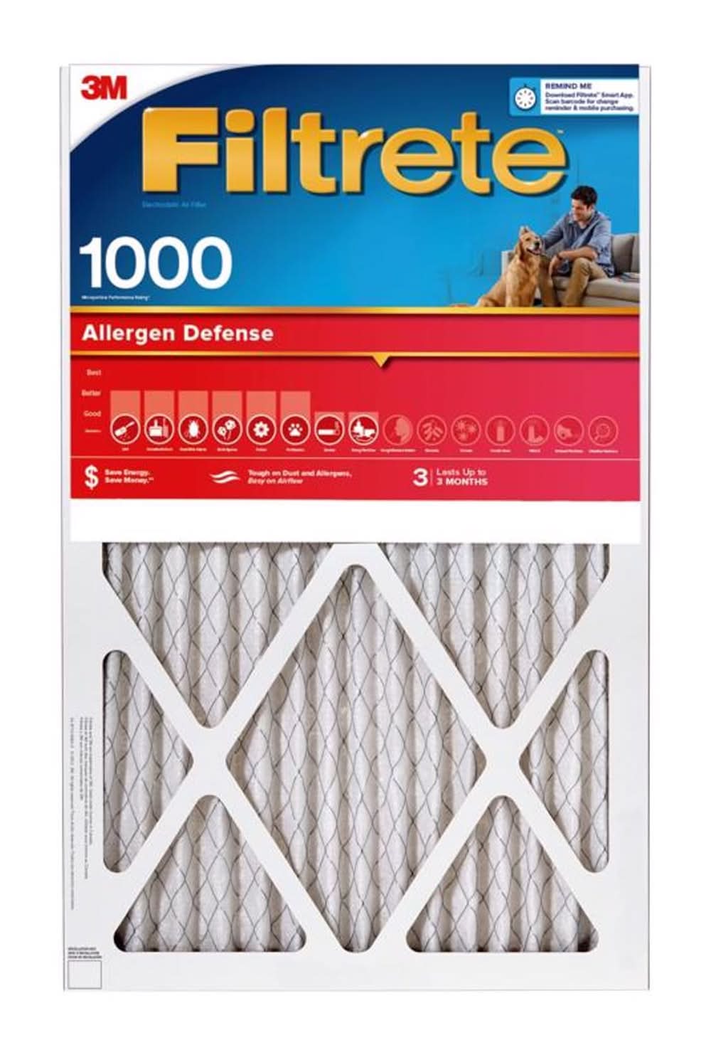 Filtrete 20 In. W X 30 In. H X 1 In. 1000 Mpr Pleated Allergen Air Filter 1 Pk