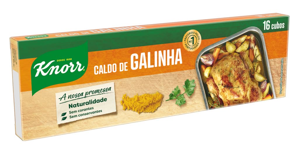 Knorr - Caldo de galinha 16 cubos, embalagem de 160g