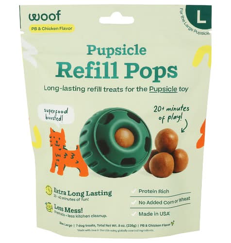 Woof Pet Inc PB & Chicken Flavor Large Pupsicle Refill Pops 7 Pack
