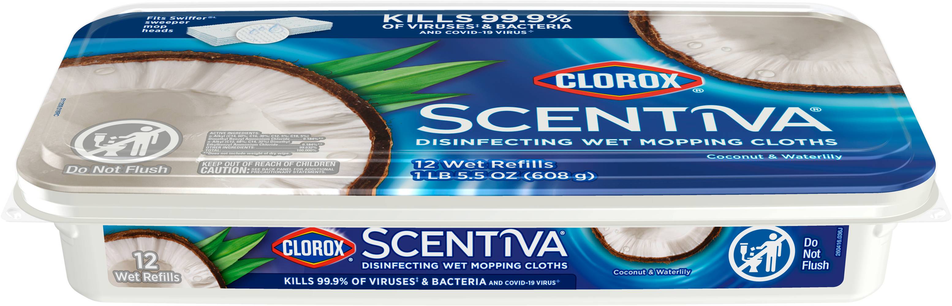 Clorox Scentiva Disinfecting Wet Mopping Cloths Bleach-Free (12 ct)