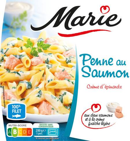 Plat cuisiné Penne saumon/épinards MARIE - la barquette de 280 g
