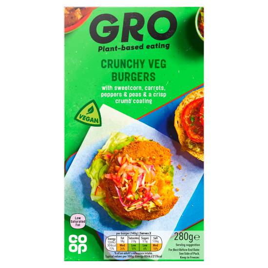 Co-Op Gro Crunchy Veg Burgers (280g)