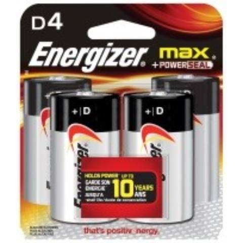 Energizer Max D 4 Pack