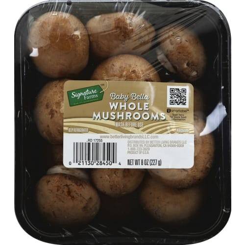 Order Signature Farms · Baby Bella Whole Mushrooms (8 oz) food online from Safeway store, Eureka on bringmethat.com