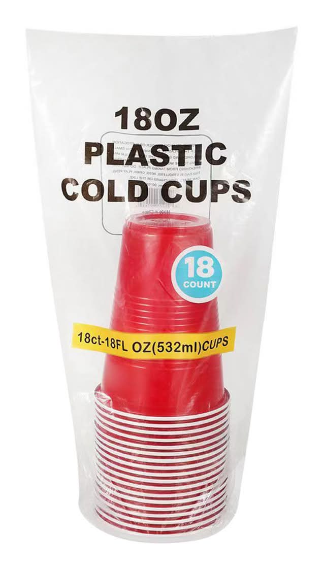 Plastic Cold Cups 8 fl oz, Red (18 ct)