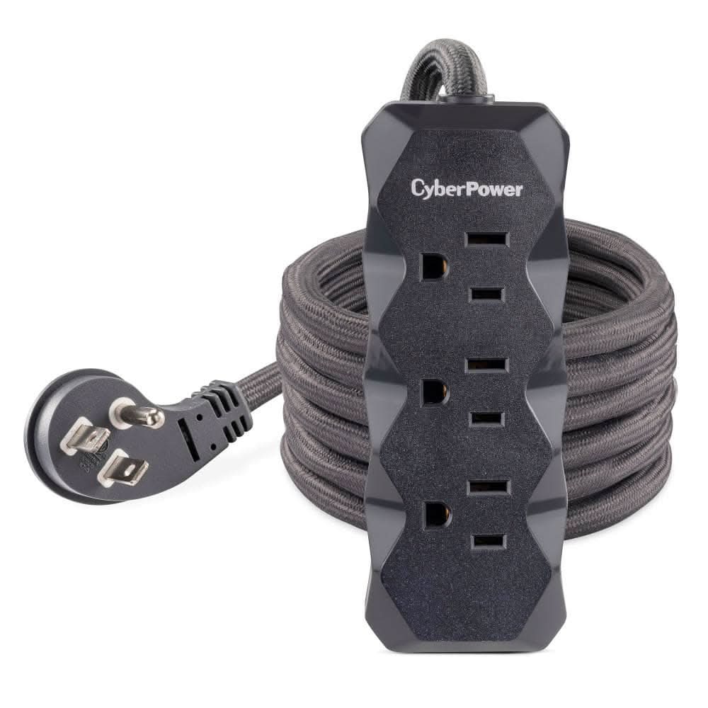 Cyberpower 6 Ft. 3-Outlet Surge Protector Gray