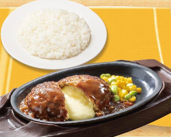 ラッキーチーズINハンバーグ（ライス付き） <Lucky> Cheese IN Humburg Steak Set(with Rice)