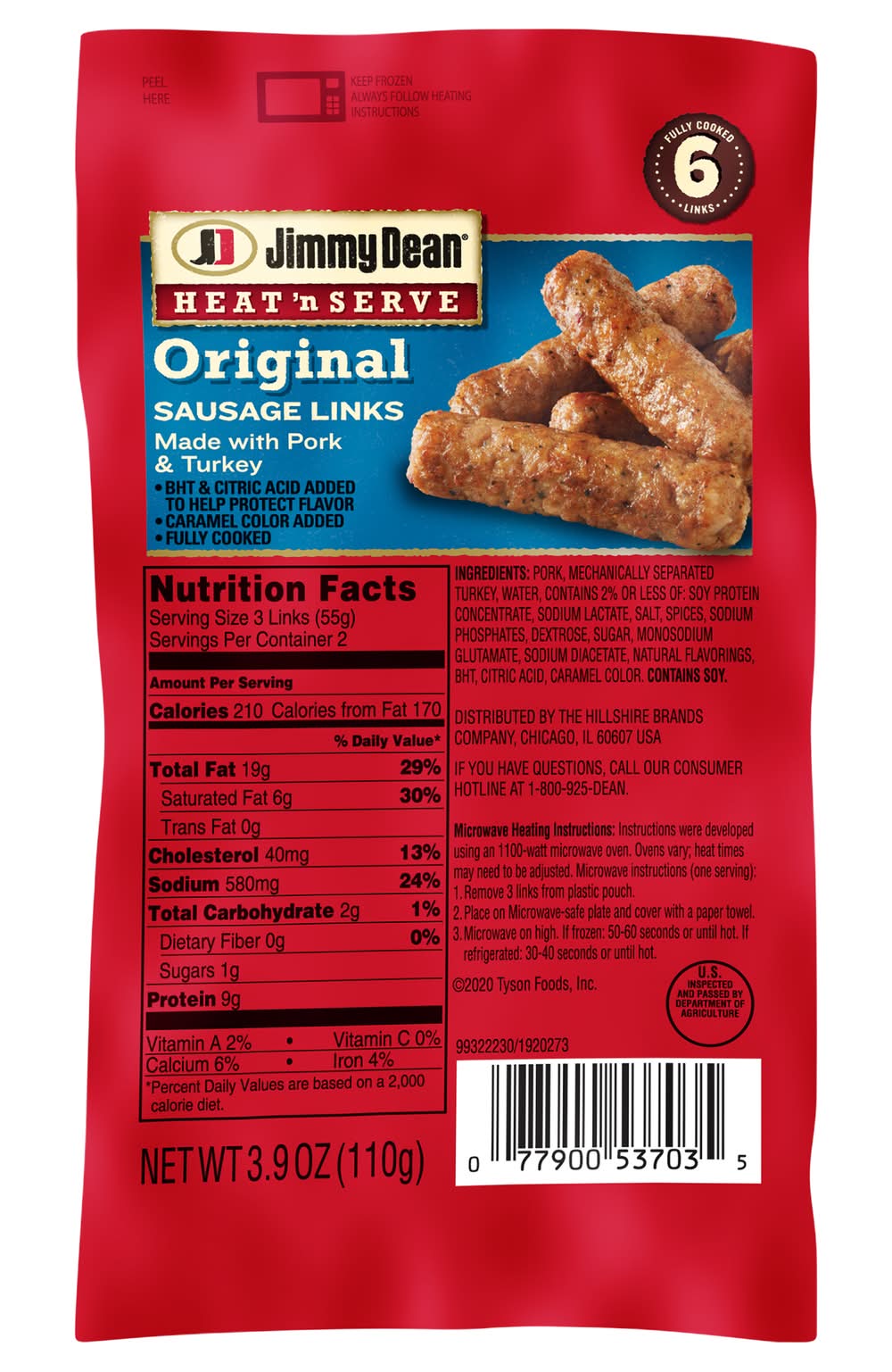 Jimmy Dean Heat 'N Serve Original Pork Sausage Links (3.9 oz)