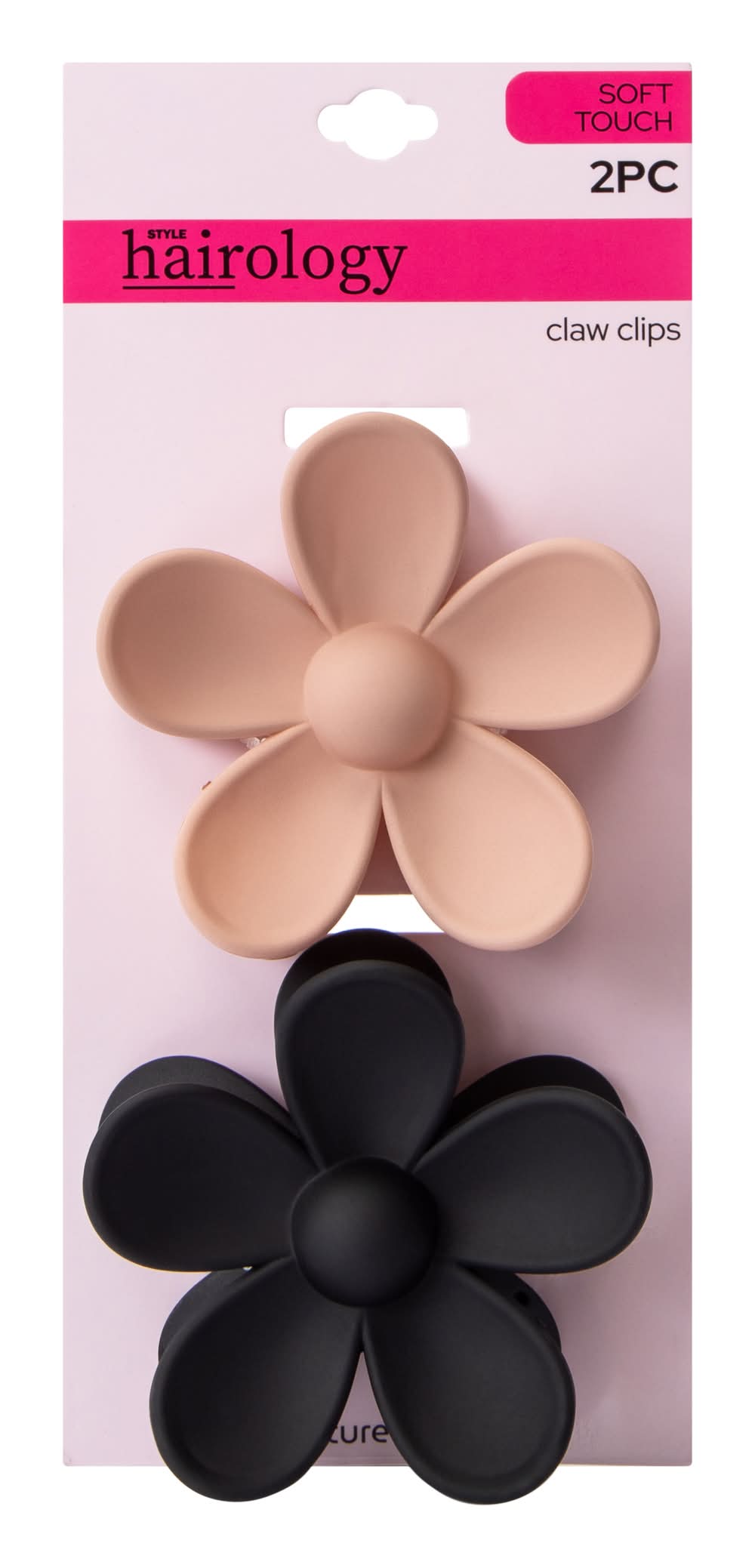 Color Flower Claw Clips 2-Pack Black/Grey